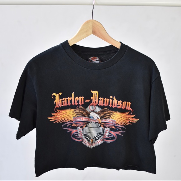 Harley-Davidson Eagle Motif Logo Crop Top T-Shirt - Picture 6 of 8